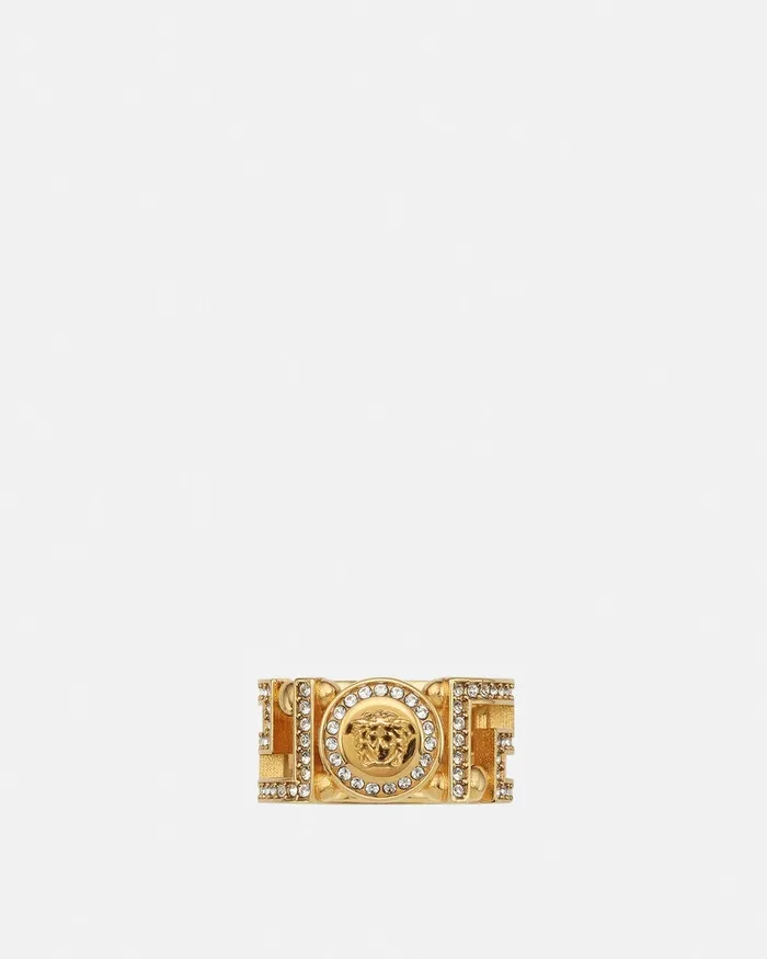 Rings WomenMen Versace Crystal Medusa Greca Ring Gold