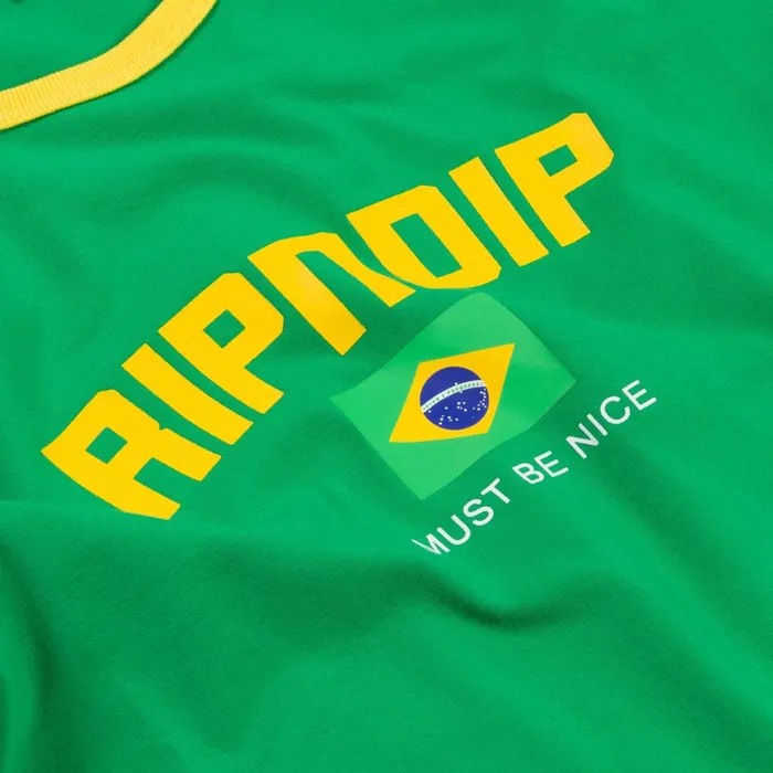 Ripndip Brazil Cropped Ringer Tee GreenYellow Womens Ripndip Brazil Cropped Ringer Tee GreenYellow Womens