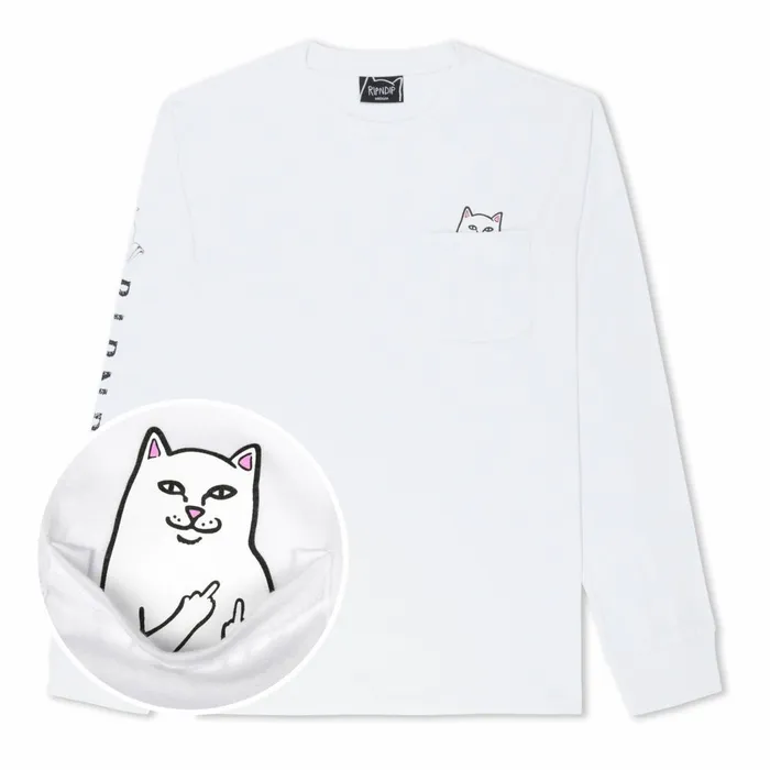 Ripndip Lord Nermal LS Pocket Tee White Long Sleeve Tees
