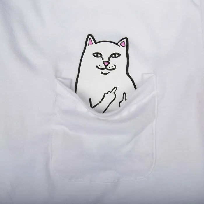 Ripndip Lord Nermal LS Pocket Tee White Long Sleeve Tees Ripndip Lord Nermal LS Pocket Tee White Long Sleeve Tees