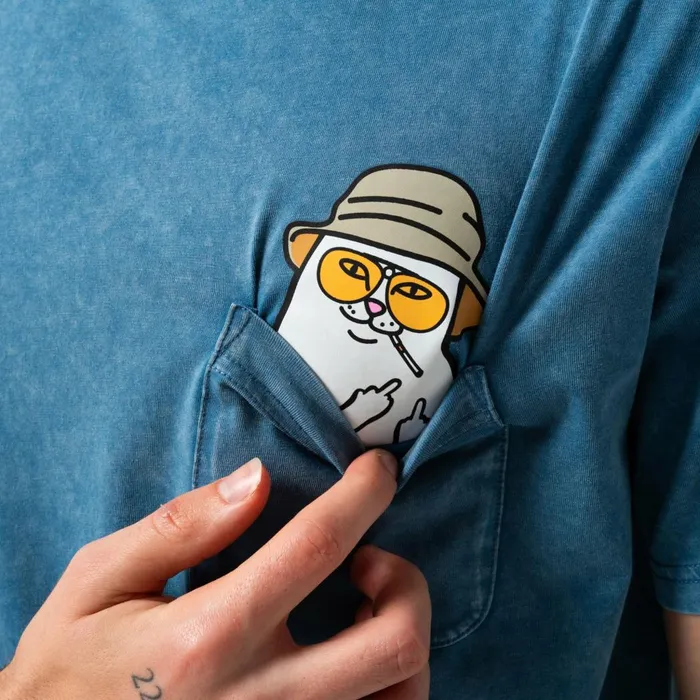 Ripndip Nermal S Thompson Pocket Tee Slate Mineral Wash Short Sleeve Tees Ripndip Nermal S Thompson Pocket Tee Slate Mineral Wash Short Sleeve Tees