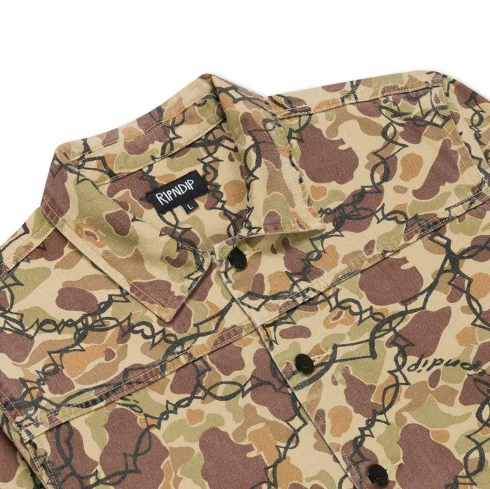 Ripndip Wired Button Up Jacket Tan Camo Jackets Ripndip Wired Button Up Jacket Tan Camo Jackets