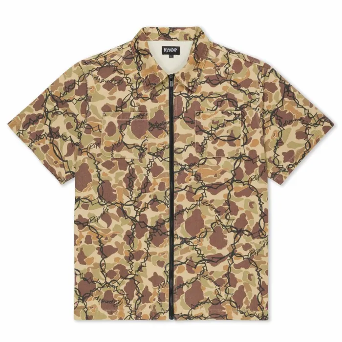 Ripndip Wired Zip Up Shirt Tan Button Ups