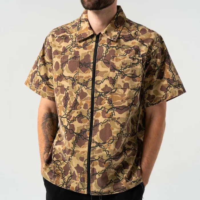 Ripndip Wired Zip Up Shirt Tan Button Ups Ripndip Wired Zip Up Shirt Tan Button Ups