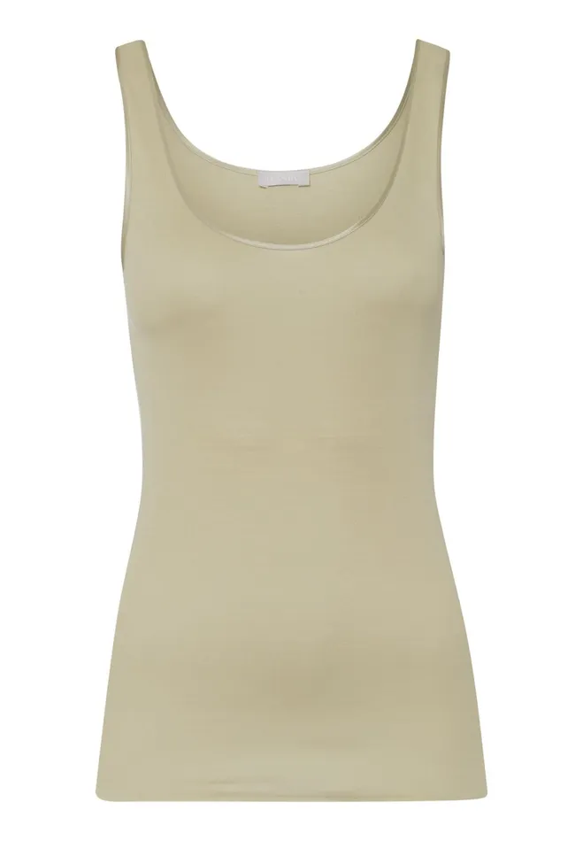 Round Neck Cotton Tank Top Moss Green Women HANRO Tank Tops