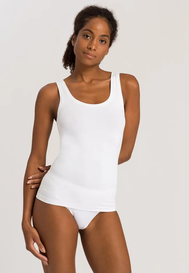 Round Neck Tank Top White Women HANRO Tank Tops