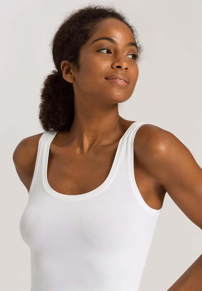 Round Neck Tank Top White Women HANRO Tank Tops