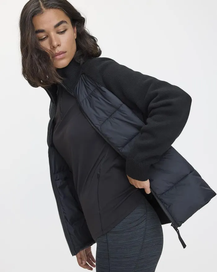 RWandCO Activewear MixMedia Sweater Jacket 8211 Hyba 124 Regular 124 Reitmans Black 8211 Women RWandCO Activewear MixMedia Sweater Jacket 8211 Hyba 124 Regular 124 Reitmans Black 8211 Women