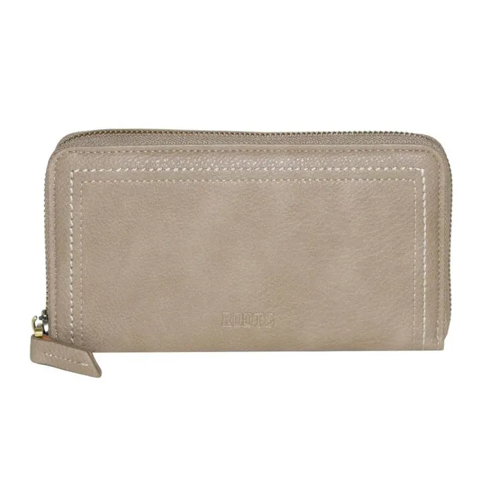 RWandCO Bags Roots Ladies Zipper Round Wallet Medium Beige 8211 Women