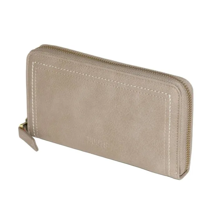RWandCO Bags Roots Ladies Zipper Round Wallet Medium Beige 8211 Women