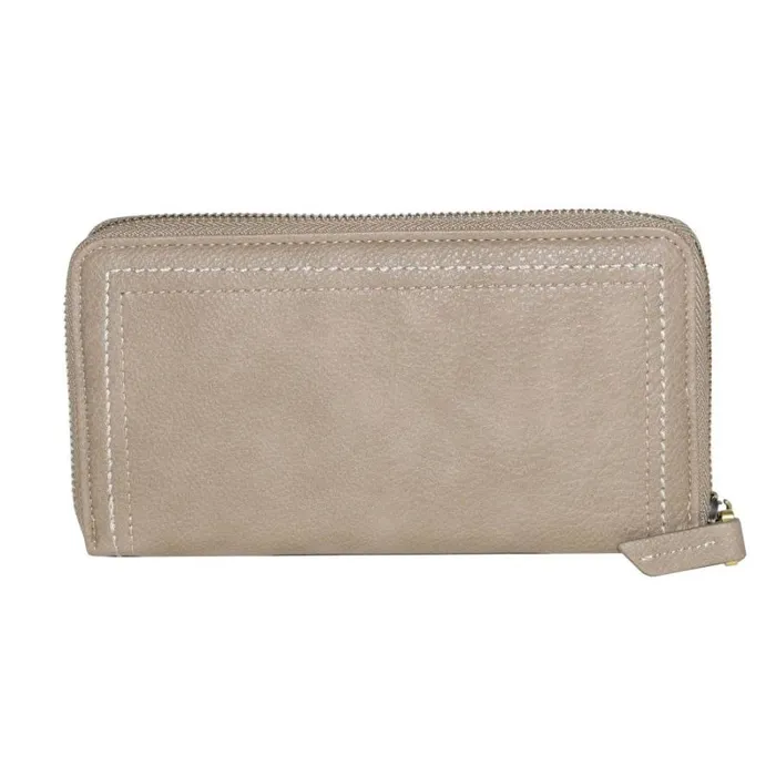 RWandCO Bags Roots Ladies Zipper Round Wallet Medium Beige 8211 Women