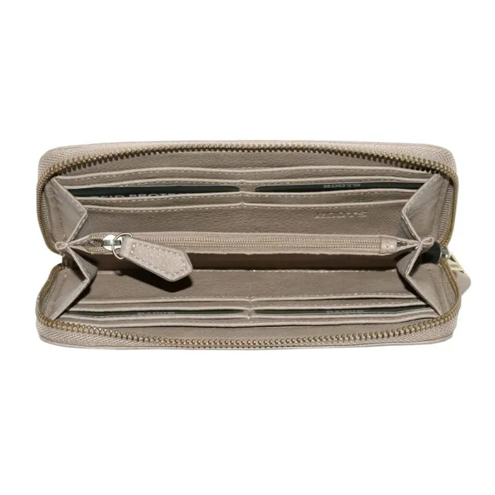RWandCO Bags Roots Ladies Zipper Round Wallet Medium Beige 8211 Women