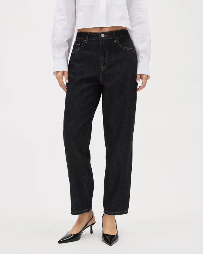 RWandCO Barrel Leg HighRise Barrel Jeans Dark Wash 8211 Women
