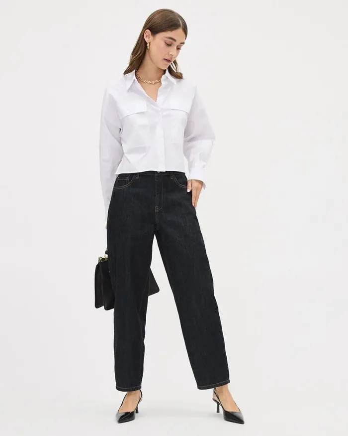 RWandCO Barrel Leg HighRise Barrel Jeans Dark Wash 8211 Women RWandCO Barrel Leg HighRise Barrel Jeans Dark Wash 8211 Women