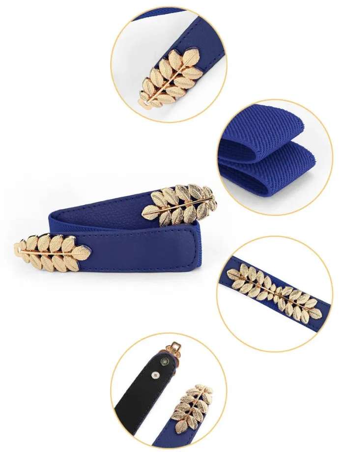 RWandCO Belts Allegra K Leaf Shaped Interlocking Buckle Stretchy Cinch Belt Blue 8211 Women RWandCO Belts Allegra K Leaf Shaped Interlocking Buckle Stretchy Cinch Belt Blue 8211 Women