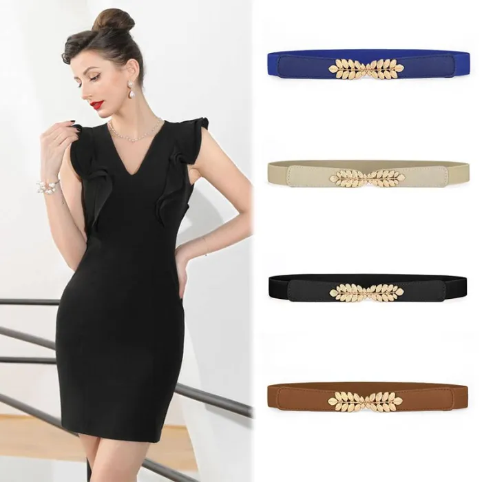 RWandCO Belts Allegra K Leaf Shaped Interlocking Buckle Stretchy Cinch Belt Blue 8211 Women RWandCO Belts Allegra K Leaf Shaped Interlocking Buckle Stretchy Cinch Belt Blue 8211 Women