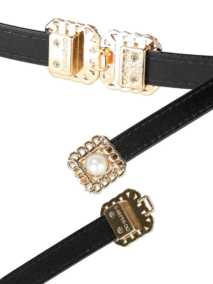 RWandCO Belts Allegra K Retro Skinny Interlock Buckle Thin Waist Belt Black 8211 Women RWandCO Belts Allegra K Retro Skinny Interlock Buckle Thin Waist Belt Black 8211 Women