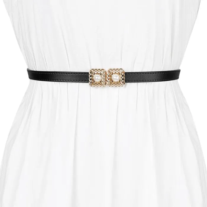RWandCO Belts Allegra K Retro Skinny Interlock Buckle Thin Waist Belt Black 8211 Women RWandCO Belts Allegra K Retro Skinny Interlock Buckle Thin Waist Belt Black 8211 Women