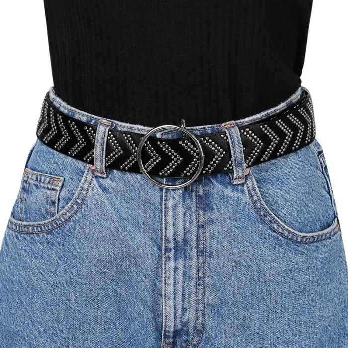 RWandCO Belts Allegra K Skinny Waist Round Metal Buckle Narrow Belt Black 8211 Women RWandCO Belts Allegra K Skinny Waist Round Metal Buckle Narrow Belt Black 8211 Women