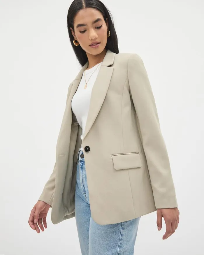 RWandCO Blazers Loose OneButton Crepe Blazer Pure Cashmere 8211 Women