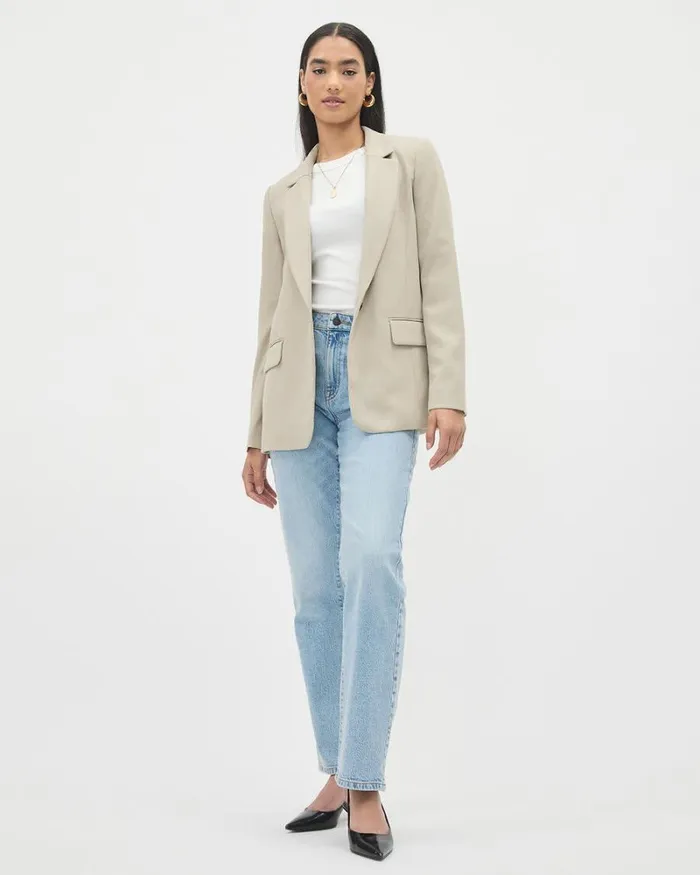 RWandCO Blazers Loose OneButton Crepe Blazer Pure Cashmere 8211 Women RWandCO Blazers Loose OneButton Crepe Blazer Pure Cashmere 8211 Women