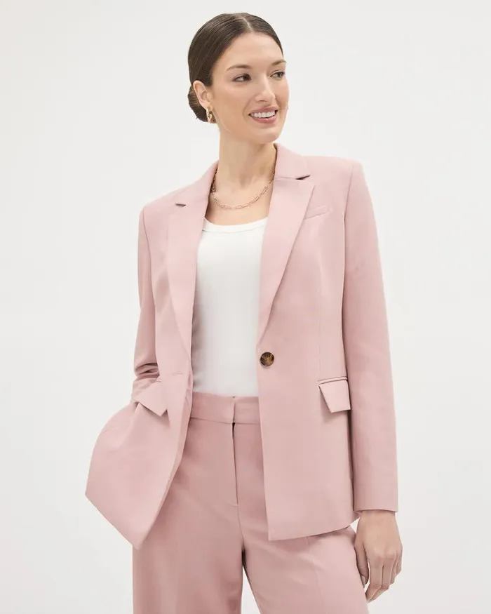 RWandCO Blazers Pink OneButton Blazer Pink Blush 8211 Women