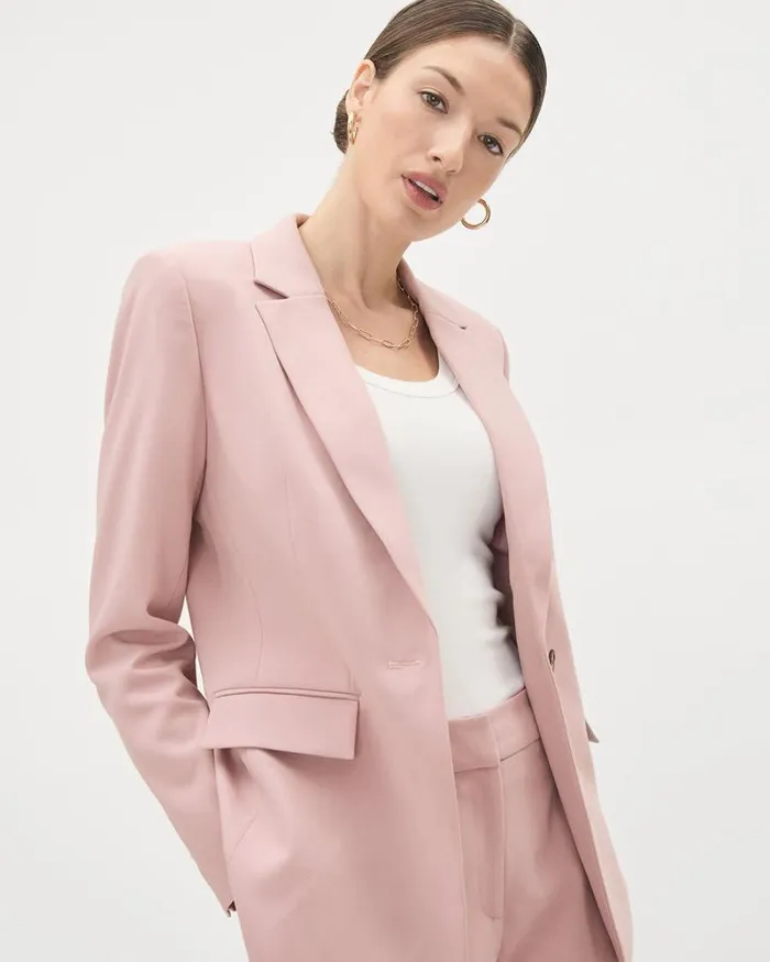 RWandCO Blazers Pink OneButton Blazer Pink Blush 8211 Women RWandCO Blazers Pink OneButton Blazer Pink Blush 8211 Women