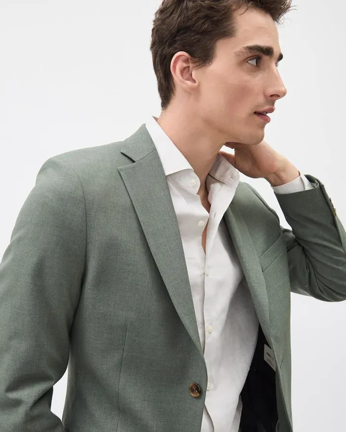 RWandCO Blazers SlimFit Green Suit Blazer Green Basil 8211 Men