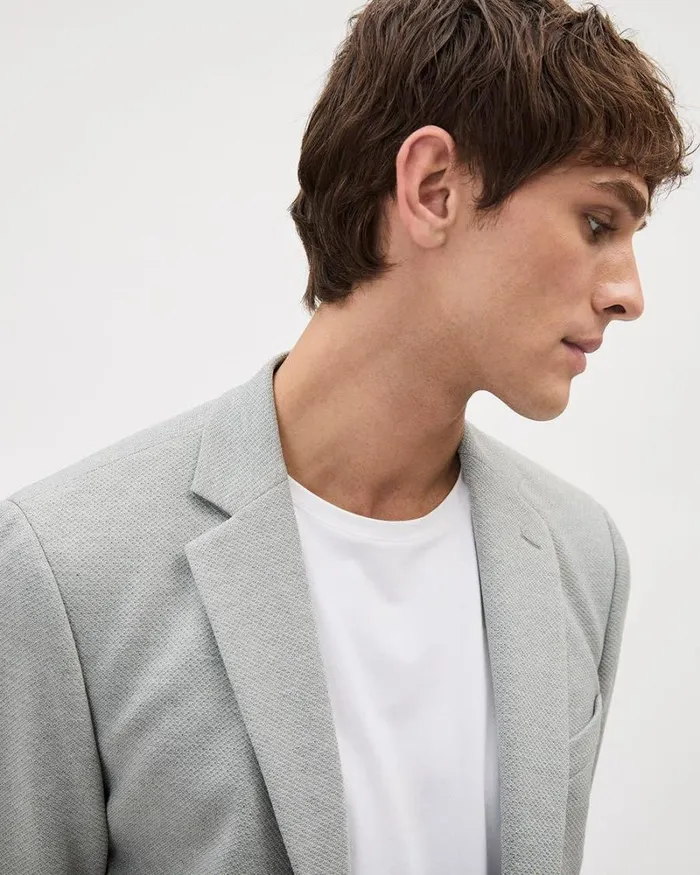 RWandCO Blazers SlimFit Textured Knit Blazer Light Grey 8211 Men RWandCO Blazers SlimFit Textured Knit Blazer Light Grey 8211 Men
