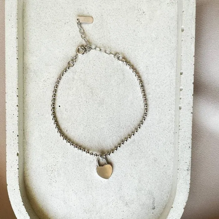 RWandCO Bracelets and Rings Horace Jewelry 8211 Heart Bead Chain Bracelet Fany Silver 8211 Women