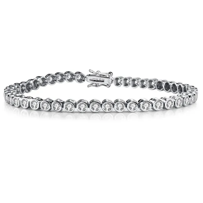 RWandCO Bracelets and Rings Rachel Glauber Round Bezelset Bracelet With 3mm Colored Cubic Zirconia Silver 8211 Women