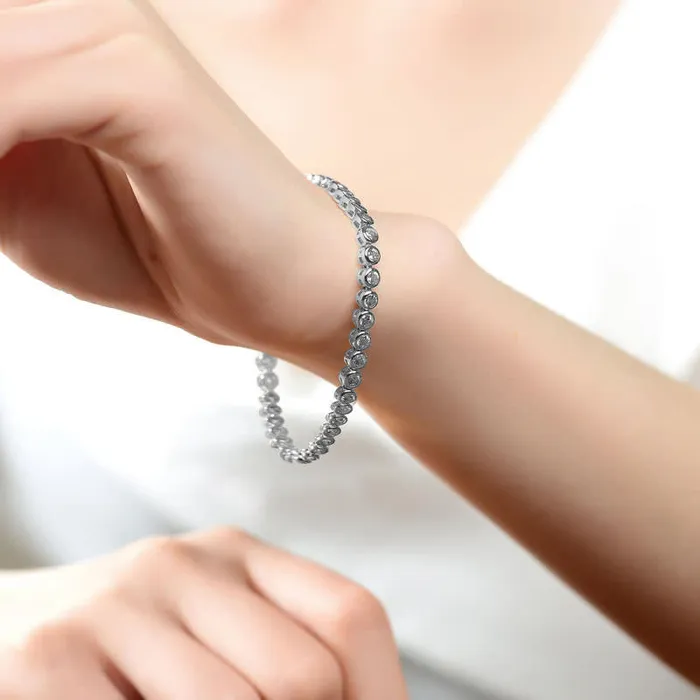 RWandCO Bracelets and Rings Rachel Glauber Round Bezelset Bracelet With 3mm Colored Cubic Zirconia Silver 8211 Women RWandCO Bracelets and Rings Rachel Glauber Round Bezelset Bracelet With 3mm Colored Cubic Zirconia Silver 8211 Women