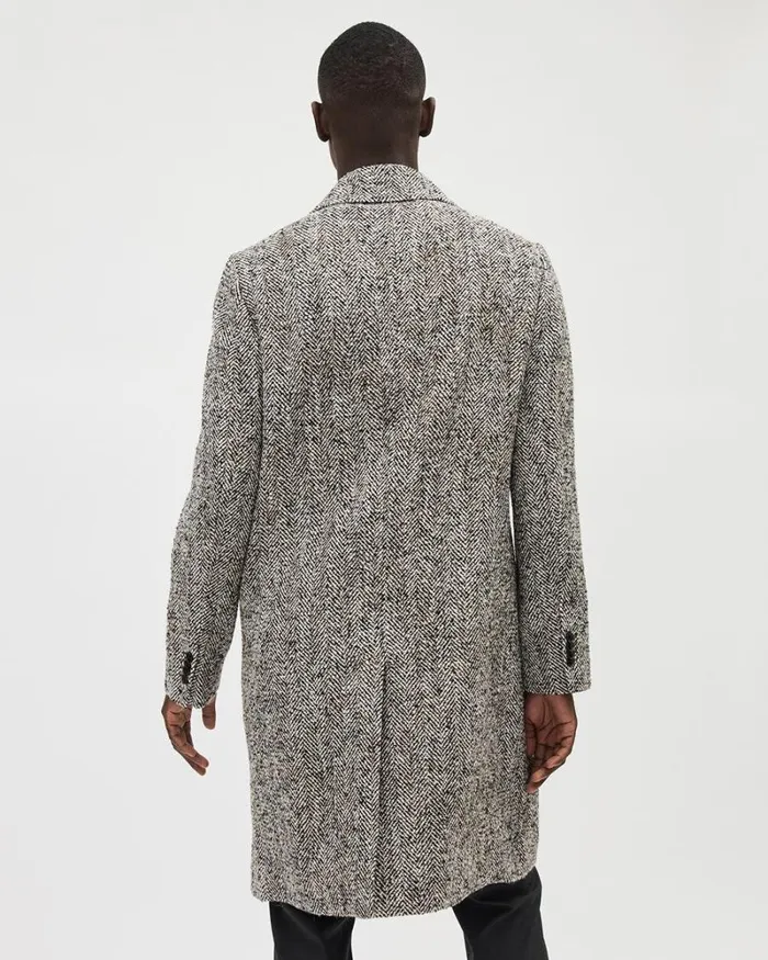 RWandCO Coats and Jackets Classic DoubleBreasted Tweed Coat Black And White 8211 Men RWandCO Coats and Jackets Classic DoubleBreasted Tweed Coat Black And White 8211 Men