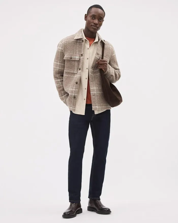 RWandCO Coats and Jackets Plaid Wool Overshirt Taupe 8211 Men RWandCO Coats and Jackets Plaid Wool Overshirt Taupe 8211 Men