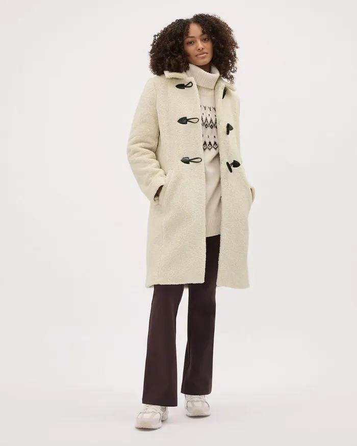 RWandCO Coats and Jackets Sherpa Coat With Toggle Closure Ancient Scroll 8211 Women