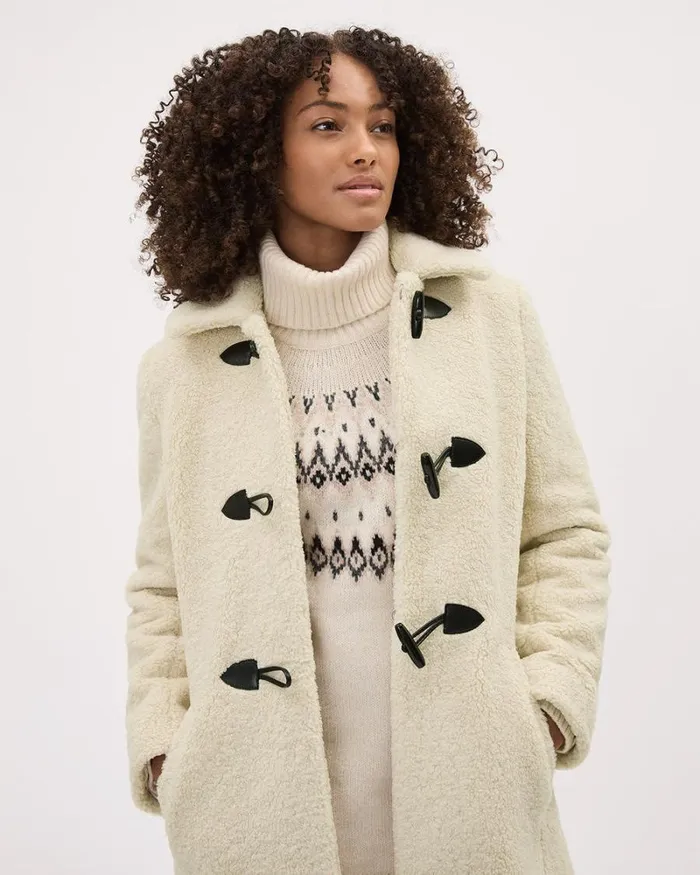 RWandCO Coats and Jackets Sherpa Coat With Toggle Closure Ancient Scroll 8211 Women RWandCO Coats and Jackets Sherpa Coat With Toggle Closure Ancient Scroll 8211 Women