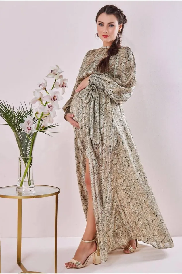RWandCO Dresses and Jumpsuits Goddiva 8211 Chiffon Printed Maxi Snake Print 8211 Maternity Snakeprint 8211 Women RWandCO Dresses and Jumpsuits Goddiva 8211 Chiffon Printed Maxi Snake Print 8211 Maternity Snakeprint 8211 Women