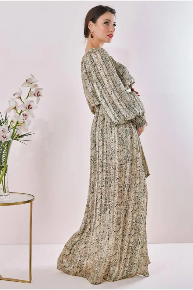 RWandCO Dresses and Jumpsuits Goddiva 8211 Chiffon Printed Maxi Snake Print 8211 Maternity Snakeprint 8211 Women RWandCO Dresses and Jumpsuits Goddiva 8211 Chiffon Printed Maxi Snake Print 8211 Maternity Snakeprint 8211 Women