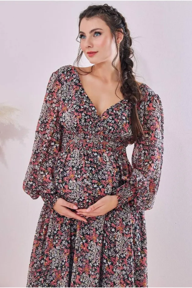 RWandCO Dresses and Jumpsuits Goddiva 8211 Long Sleeve Maxi Floral Print 8211 Maternity Floralprint 8211 Women RWandCO Dresses and Jumpsuits Goddiva 8211 Long Sleeve Maxi Floral Print 8211 Maternity Floralprint 8211 Women