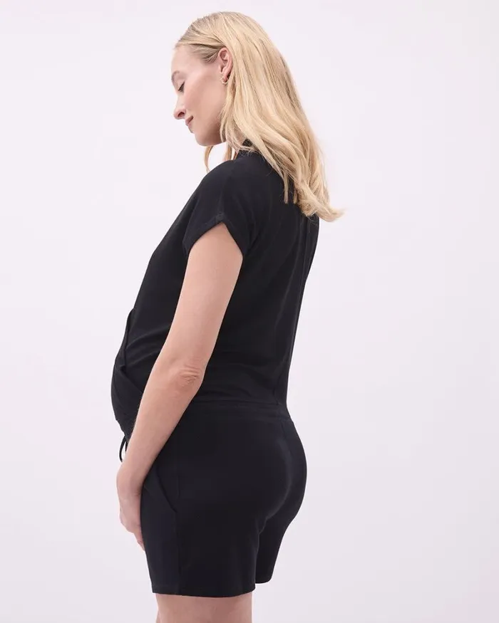 RWandCO Dresses and Jumpsuits ShortSleeve Nursing Romper 8211 Thyme Maternity Black 8211 Women RWandCO Dresses and Jumpsuits ShortSleeve Nursing Romper 8211 Thyme Maternity Black 8211 Women