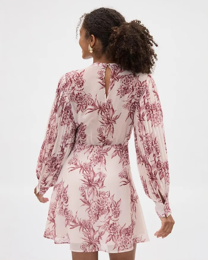 RWandCO Dresses LongPuffySleeve CrewNeck Chiffon Dress Morganite Ground Floral Multi 8211 Women RWandCO Dresses LongPuffySleeve CrewNeck Chiffon Dress Morganite Ground Floral Multi 8211 Women