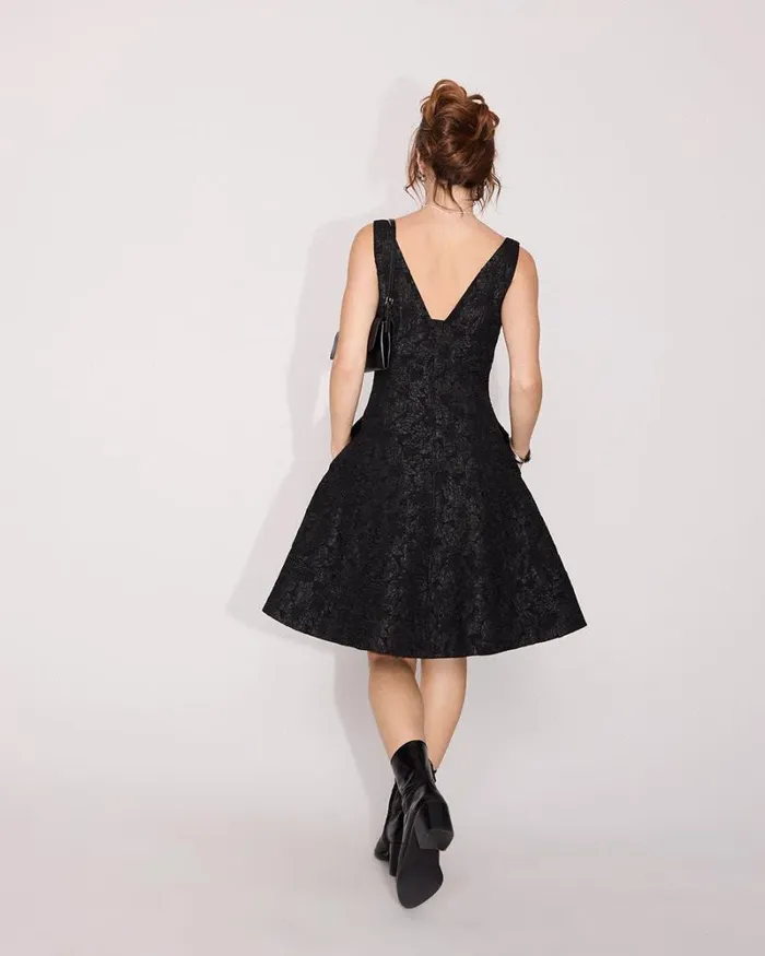RWandCO Dresses Sleeveless Fit And Flare Jacquard Dress Black 8211 Women RWandCO Dresses Sleeveless Fit And Flare Jacquard Dress Black 8211 Women