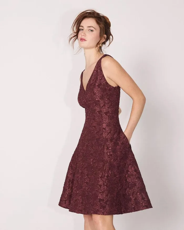 RWandCO Dresses Sleeveless Fit And Flare Jacquard Dress Decadent Chocolate 8211 Women RWandCO Dresses Sleeveless Fit And Flare Jacquard Dress Decadent Chocolate 8211 Women