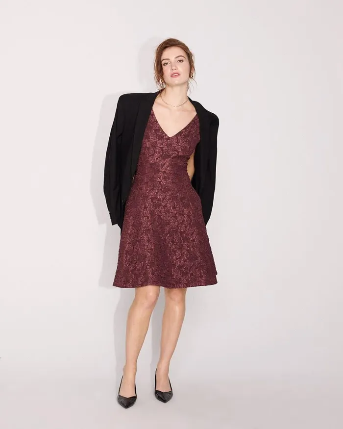 RWandCO Dresses Sleeveless Fit And Flare Jacquard Dress Decadent Chocolate 8211 Women RWandCO Dresses Sleeveless Fit And Flare Jacquard Dress Decadent Chocolate 8211 Women