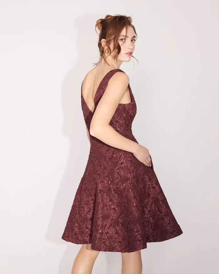 RWandCO Dresses Sleeveless Fit And Flare Jacquard Dress Decadent Chocolate 8211 Women RWandCO Dresses Sleeveless Fit And Flare Jacquard Dress Decadent Chocolate 8211 Women
