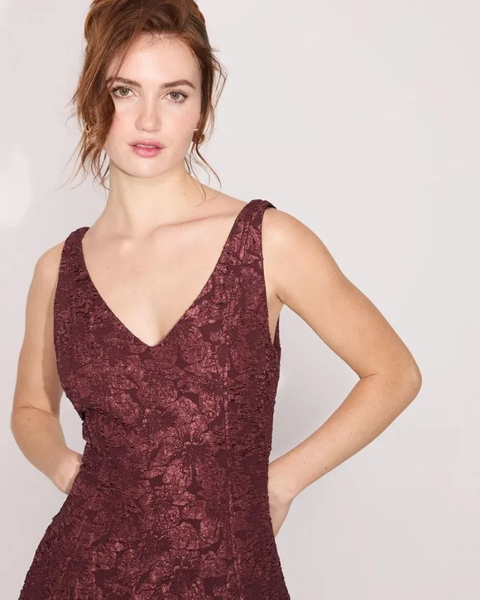 RWandCO Dresses Sleeveless Fit And Flare Jacquard Dress Decadent Chocolate 8211 Women RWandCO Dresses Sleeveless Fit And Flare Jacquard Dress Decadent Chocolate 8211 Women