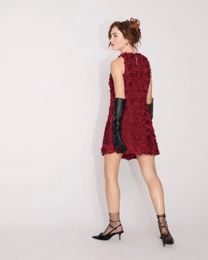 RWandCO Dresses Sleeveless HalterNeck Mini Cocktail Dress With Floral Pattern Winery 8211 Women RWandCO Dresses Sleeveless HalterNeck Mini Cocktail Dress With Floral Pattern Winery 8211 Women