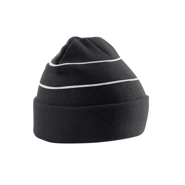 RWandCO Hats Gloves and Scarves Beechfield 8211 Unisex Adult Knitted HighVis Beanie Black 8211 Men