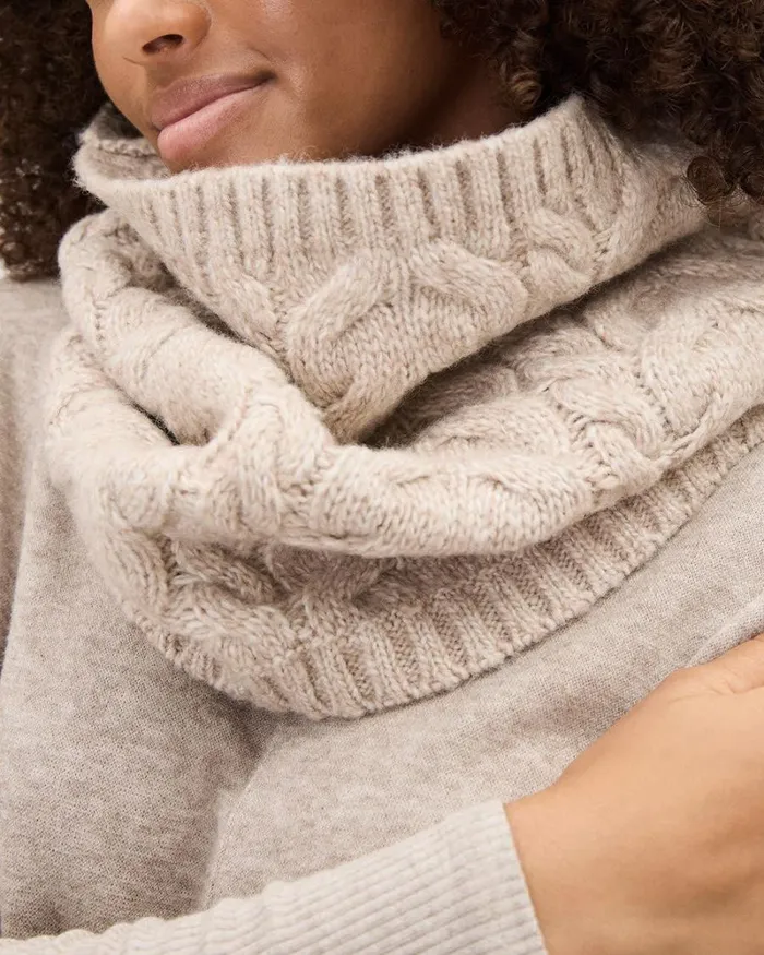 RWandCO Hats Gloves and Scarves CableKnit Neck Warmer Sandshell Mix 8211 Women RWandCO Hats Gloves and Scarves CableKnit Neck Warmer Sandshell Mix 8211 Women