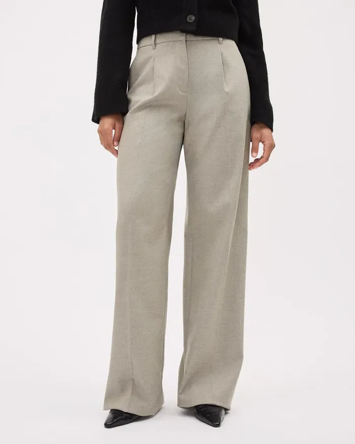 RWandCO HighRise HighRise WideLeg Flannel Pant Oatmeal 8211 8211 Women